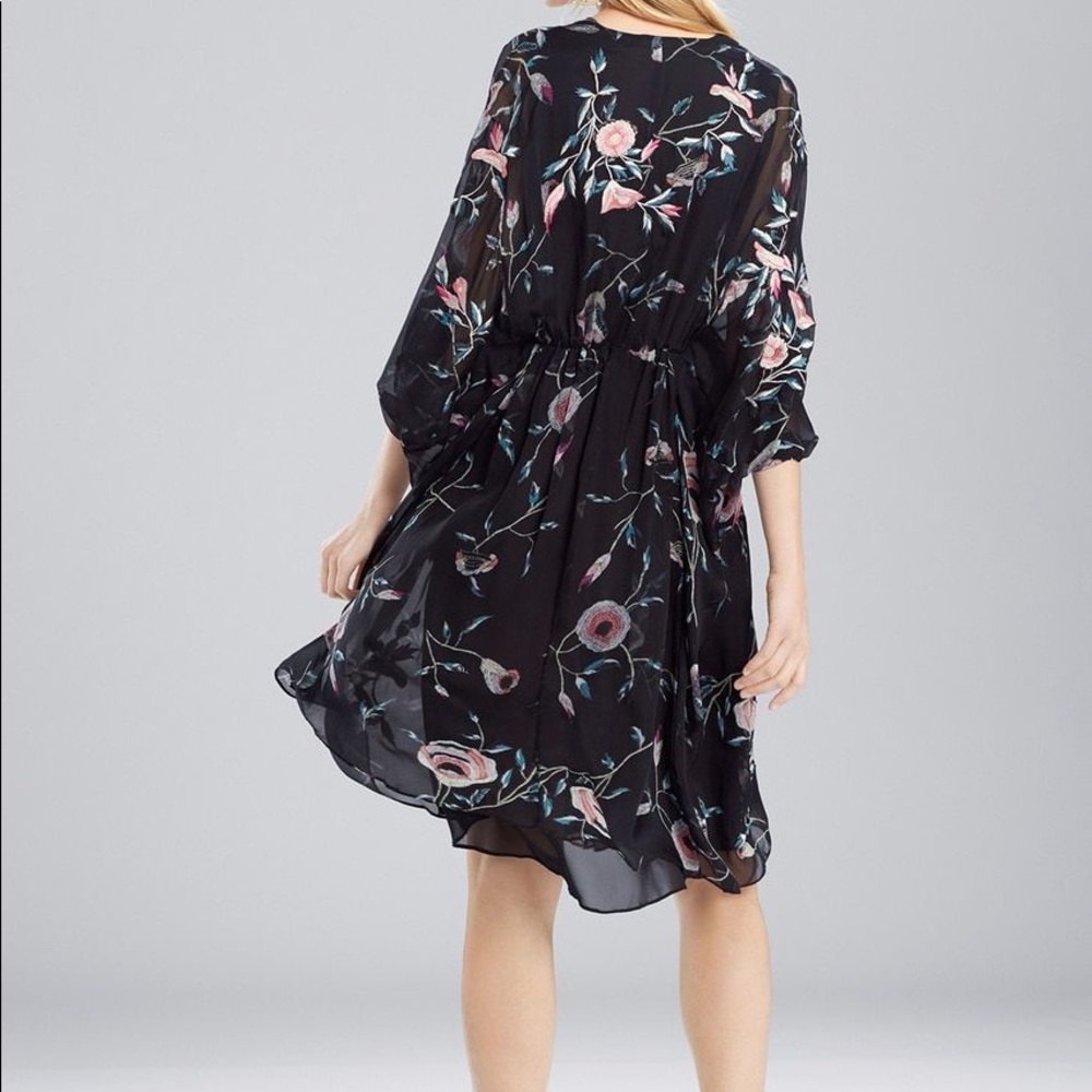 Natori Embroidered Floral-Print Silk Caftan Dress, - Picture 2 of 8
